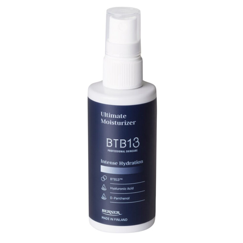 BTB13 Professional Skincare Ultimate Moisturizer suihkepullo, kosteuttava kasvosuihke hyaluronihapolla ja D-pantenolilla, Intense Hydration, Made in Finland