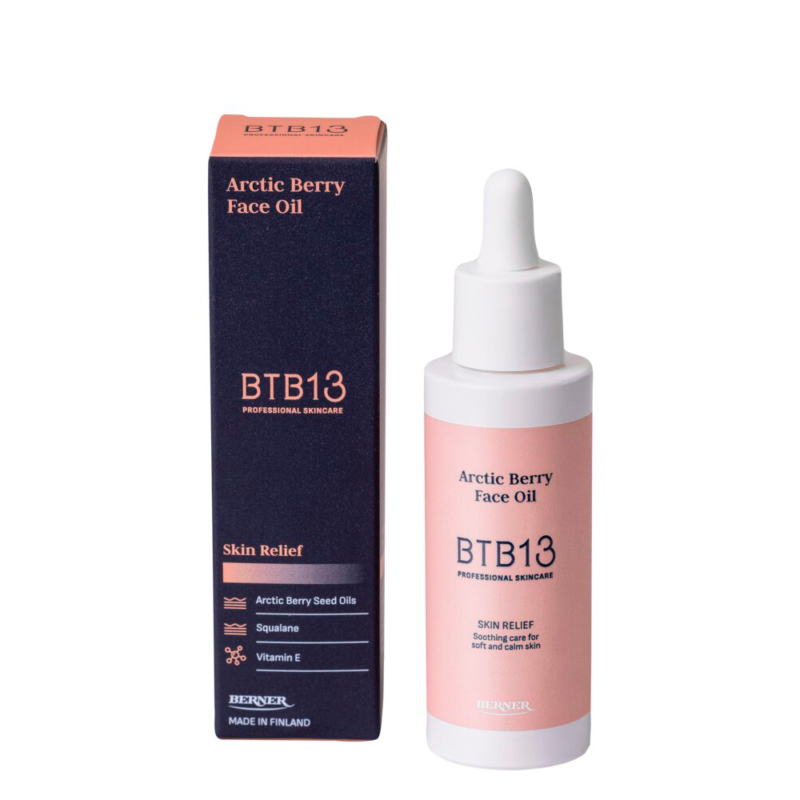 BTB13 Arctic Berry Face Oil 30 ml kasvoöljy herkälle iholle pakkauksessa, Berner