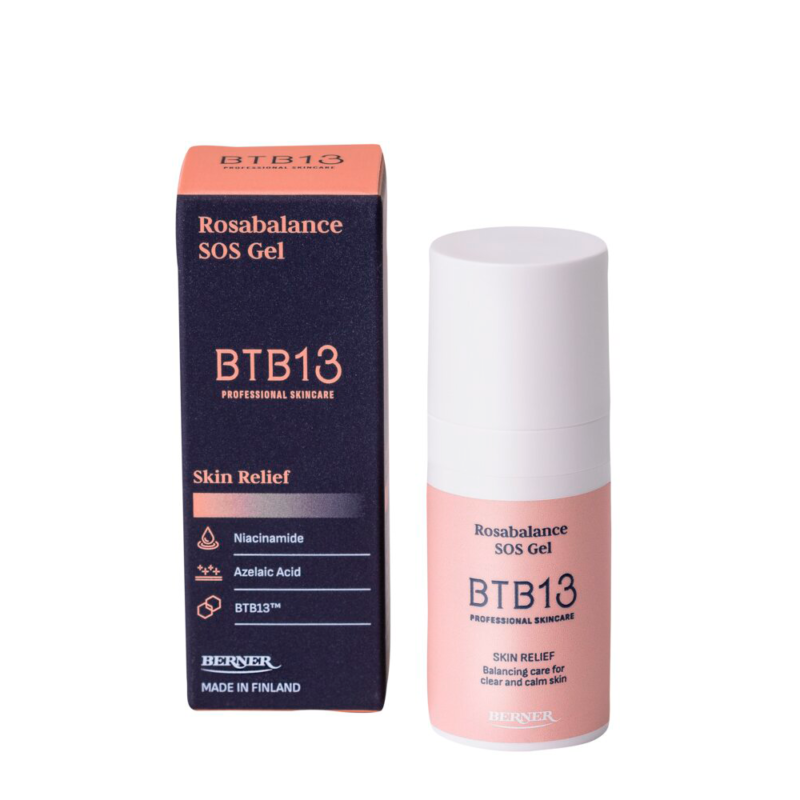 BTB13 Rosabalance SOS Gel 15 ml SOS-geeli punoittavalle iholle pakkauksessa, Berner