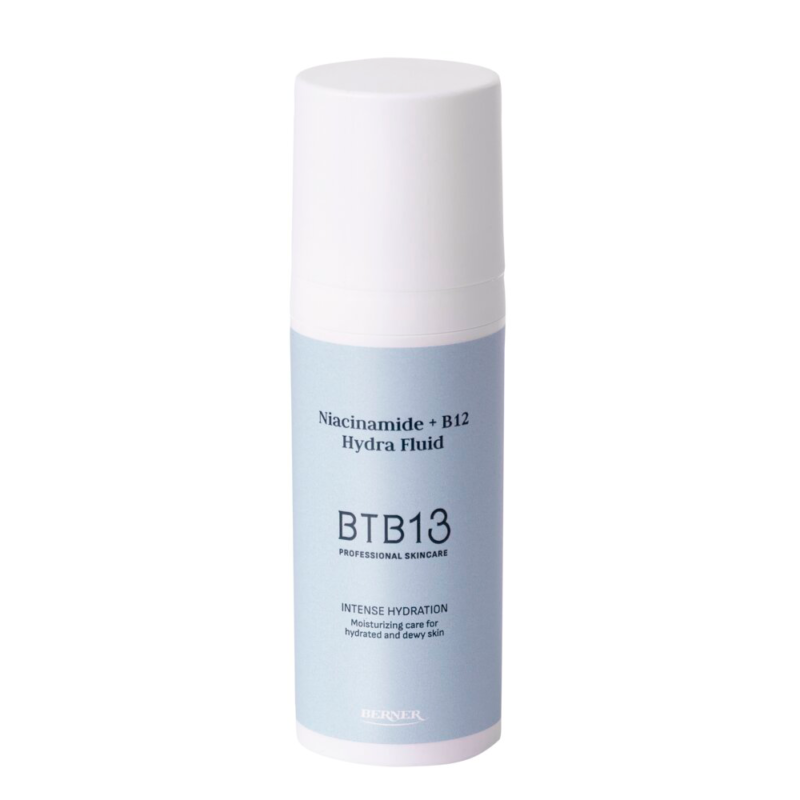 BTB13 Niacinamide + B12 Hydra Fluid 50 ml kosteusfluidi pakkauksessa, Berner